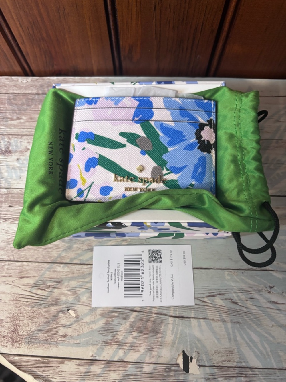 Kate Spade Festival Floral print card case